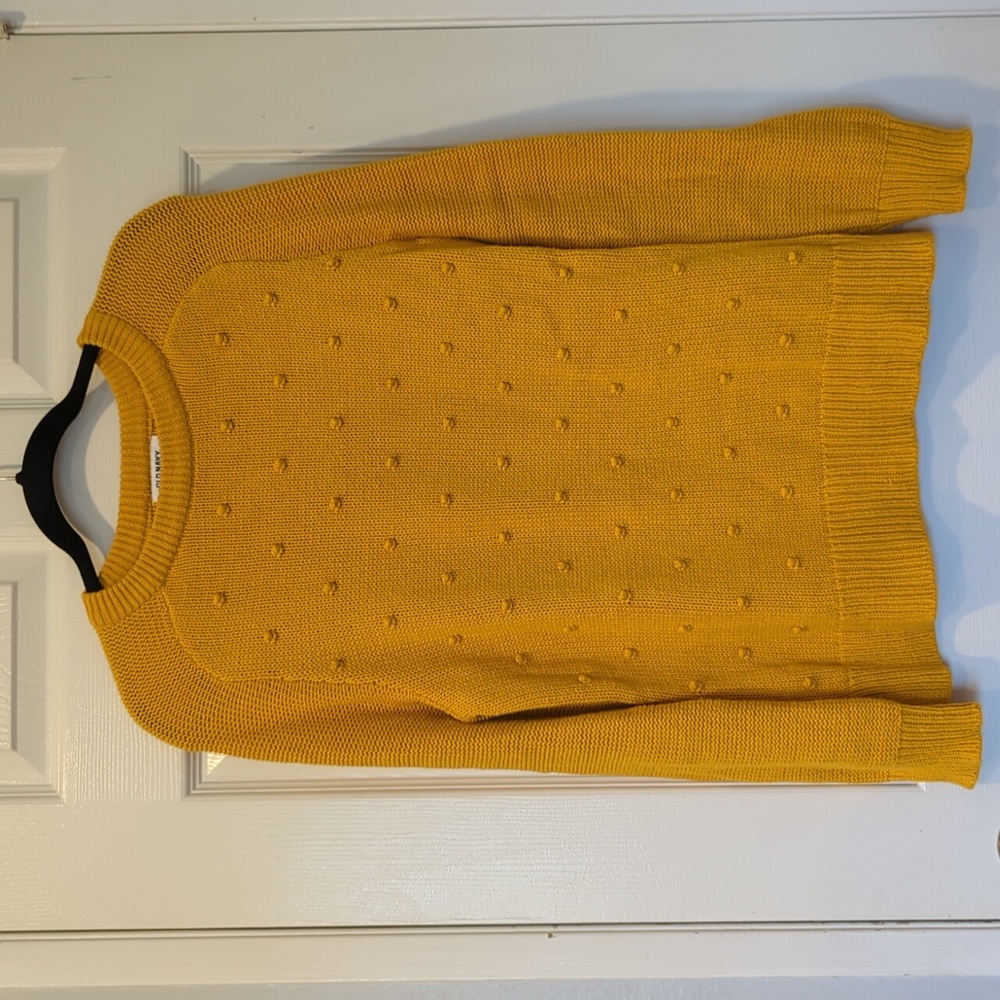 Old Navy Yellow Pom Pom Knit Sweater, Size L